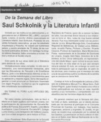 Saúl Schkolnik y la literatura infantil  [artículo].