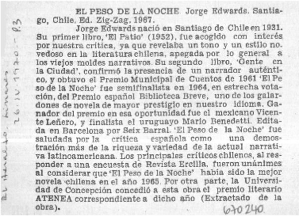 El Peso de la noche