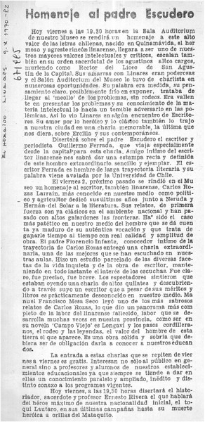 Homenaje al padre Escudero.