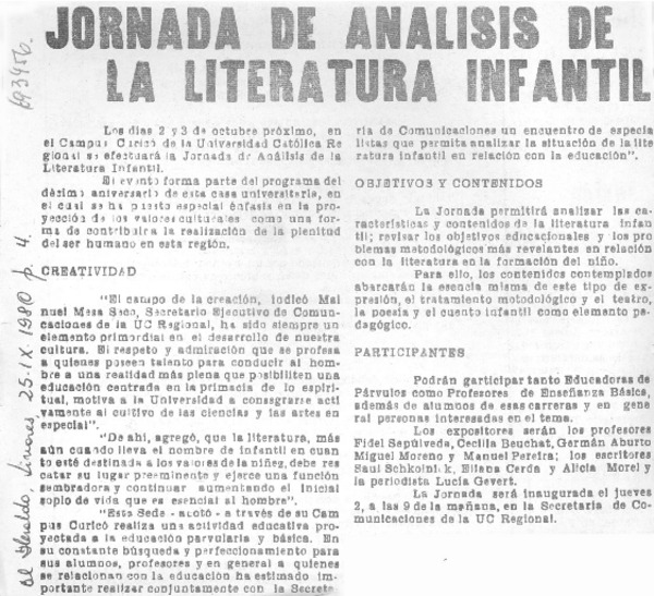 Jornada de análisis de la literatura infantil.