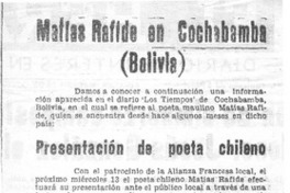 Matías Rafide en Cochabamba (Bolivia)