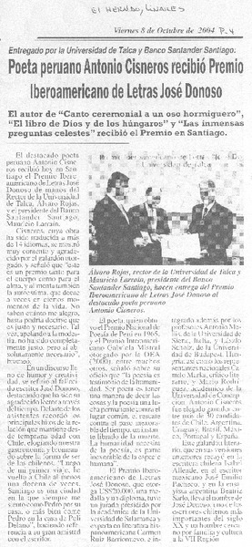 Poeta peruano Antonio Cisneros recibió Premio Iberoamericano de Letras José Donoso
