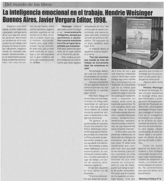 La Inteligencia emocional en el trabajo.