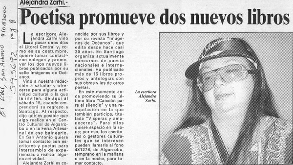 Poestisa promueve dos nuevos libros  [artículo]