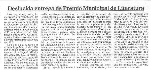 Deslucida entrega de Premio Municipal de Literatura