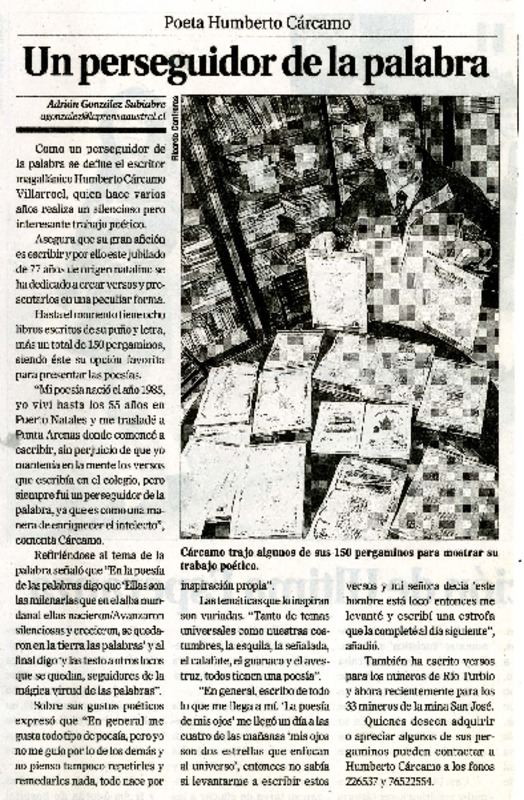 Un perseguidor de la palabra  [artículo] Adrìan Gonzàlez Subiabre.