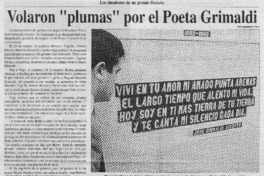 Volaron "plumas" por el poeta Grimaldi