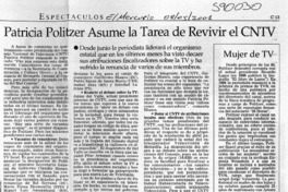 Patricia Politzer asume la tarea de revivir el CNTV  [artículo]
