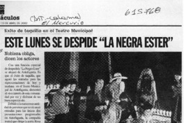 Este lunes se despide "La Negra Ester"  [artículo]