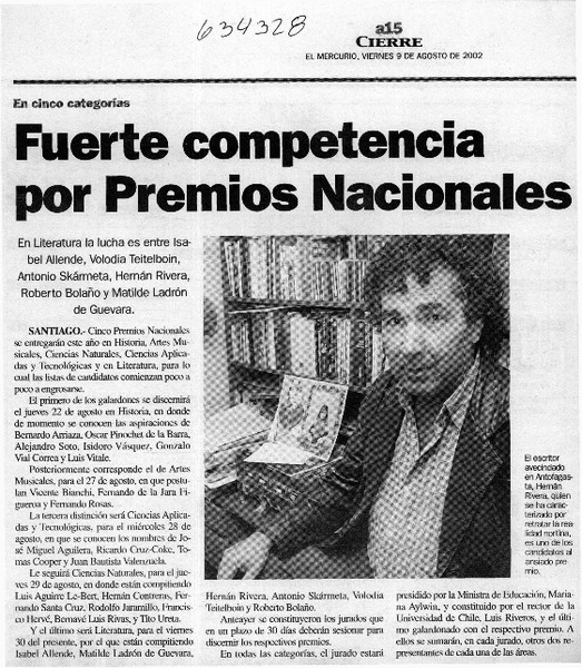 Fuerte competencia por Premios Nacionales  [artículo]