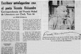 Escritora antofagastina con el poeta Vicente Aleixandre