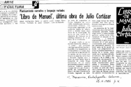 "Libro de Manuel", ultma obra de Julio Cortázar.