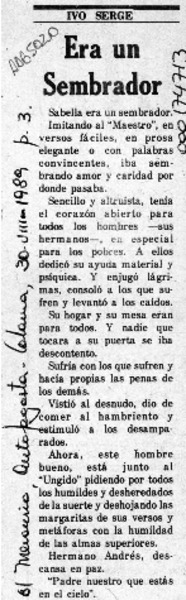 Era un sembrador  [artículo] Ivo Serge.