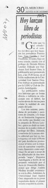 Hoy lanzan libro de periodistas