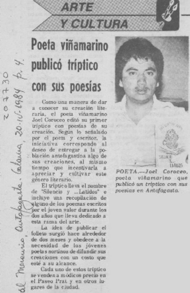 Poeta viñamarino publicó tríptico con sus poesías