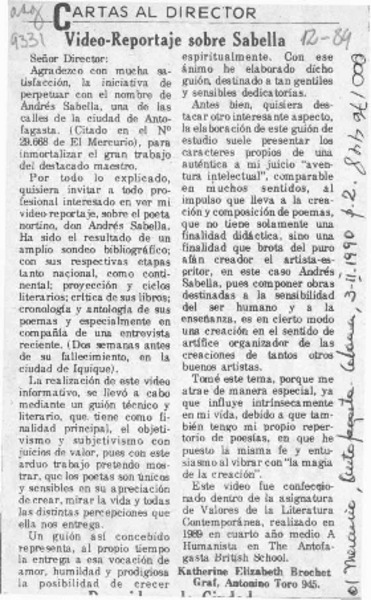 Video-reportaje sobre Sabella  [artículo].