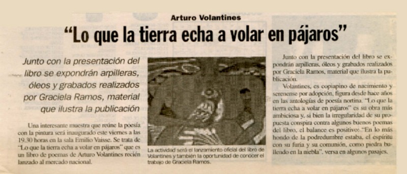 Lo que la tierra echa a volar en pájaros".  [artículo]