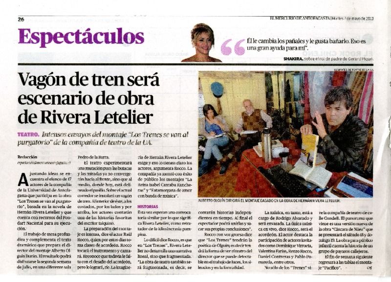 Vagón de tren será escenario de obra de Rivera Letelier.  [artículo]