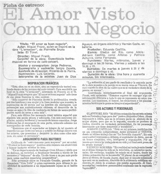El Amor visto como un negocio.