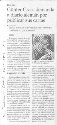 Günter Grass demanda a diario alemán por publicar sus cartas