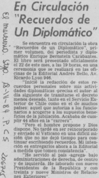 En circulación "Recuerdos de un diplomático