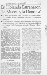 En Holanda estrenaron "La muerte y la doncella"  [artículo] Pedro Luis Salazar.
