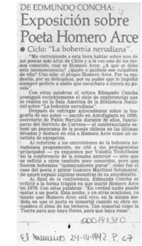 Exposición sobre poeta Homero Arce  [artículo].