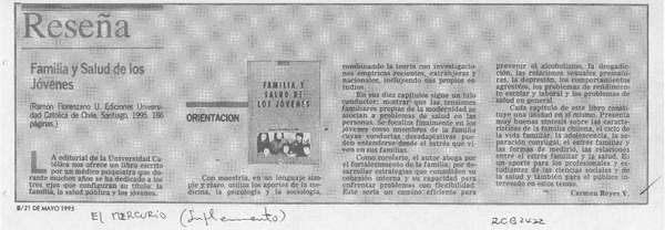 Familia y salud de los jóvenes  [artículo] Carmen Reyes V.