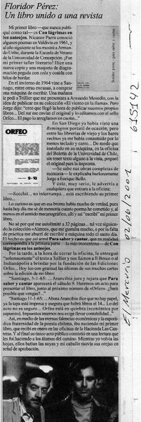 Floridor Pérez, un libro unido a una revista  [artículo]