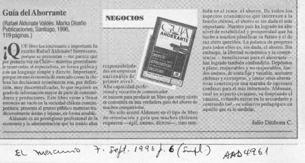 Guía del ahorrante  [artículo] Julio Dittborn C.