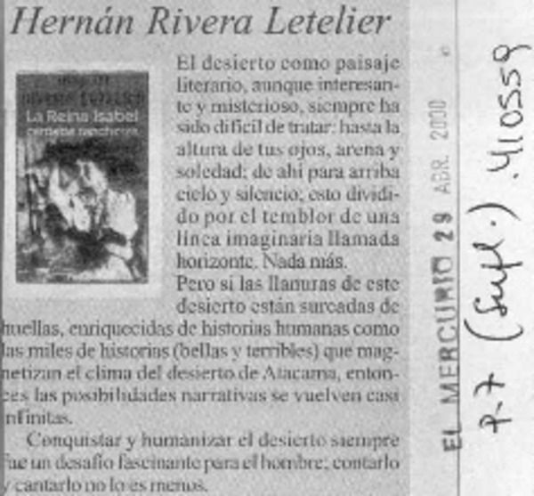Hernán Rivera Letelier  [artículo]