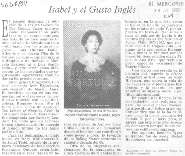 Isabel y el gusto inglés