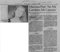 Mariana Prat, "No me cambien mi canción"  [artículo].