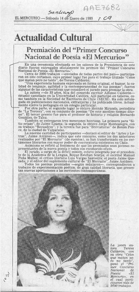 Premiación del "Primer Concurso Nacional de Poesía El Mercurio"
