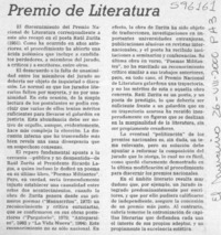 Premio de Literatura  [artículo]