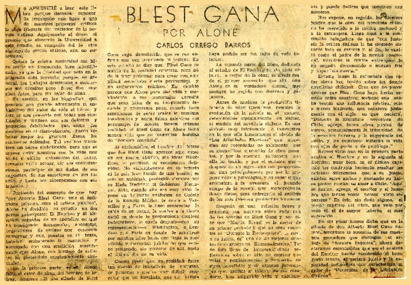 Blest Gana  [artículo] Carlos Orrego Barros.