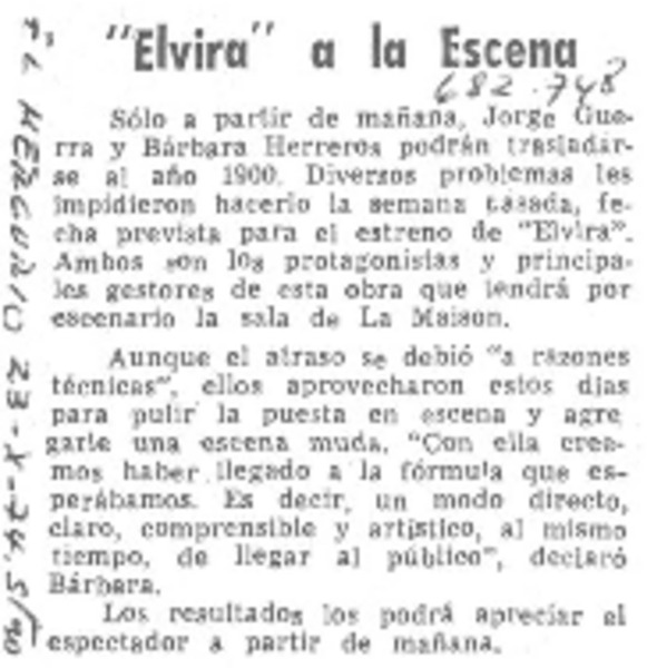 Elvira a la escena.