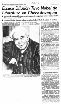 Escasa difusión tuvo Nobel de Literatura en Checoslovaquia.