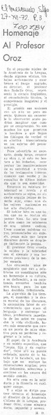 Homenaje al profesor Oroz