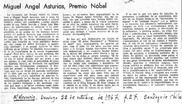 Miguel Angel Asturias, Premio Nobel.