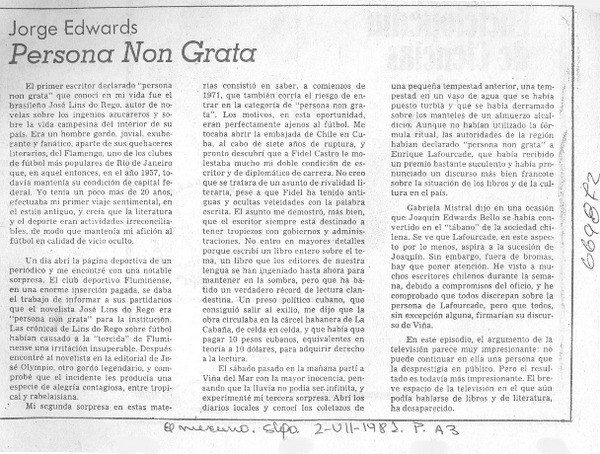 Persona non grata.