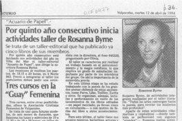 Por quinto año consecutivo inicia actividades taller de Rosanna Byrne  [artículo].