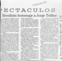 Rendirán homenaje a Jorge Teillier  [artículo].