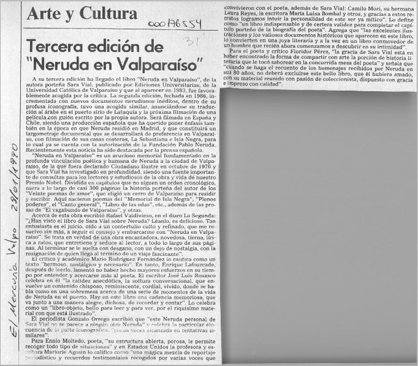 Tercera edición de "Neruda en Valparaíso"  [artículo].
