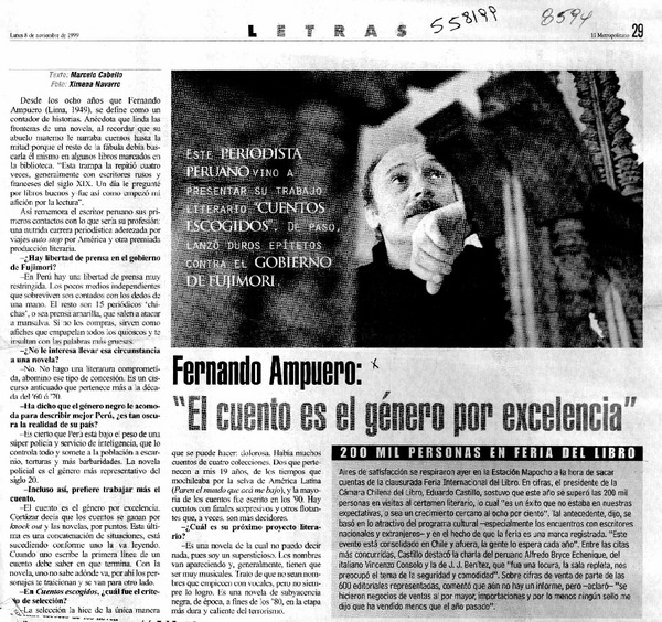 "El cuento es el género por excelencia"  [artículo] Marcelo Cabello