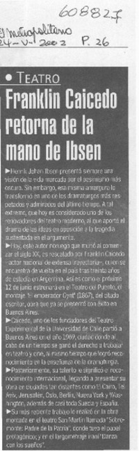 Franklin Caicedo retorna de la mano de Ibsen  [artículo]