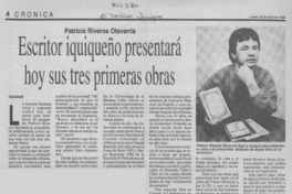Escritor iquiqueño presentará hoy sus tres primeras obras  [artículo].