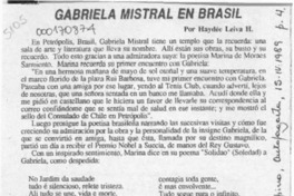 Gabriela Mistral en Brasil  [artículo] Haydée Leiva H.