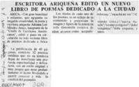 Escritora ariqueña editó un nuevo libro de poemas dedicado a la ciudad  [artículo].