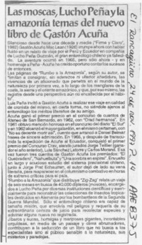 Las Moscas, Lucho Peña y la Amazonía temas del nuevo libro de Gastón Acuña  [artículo].
